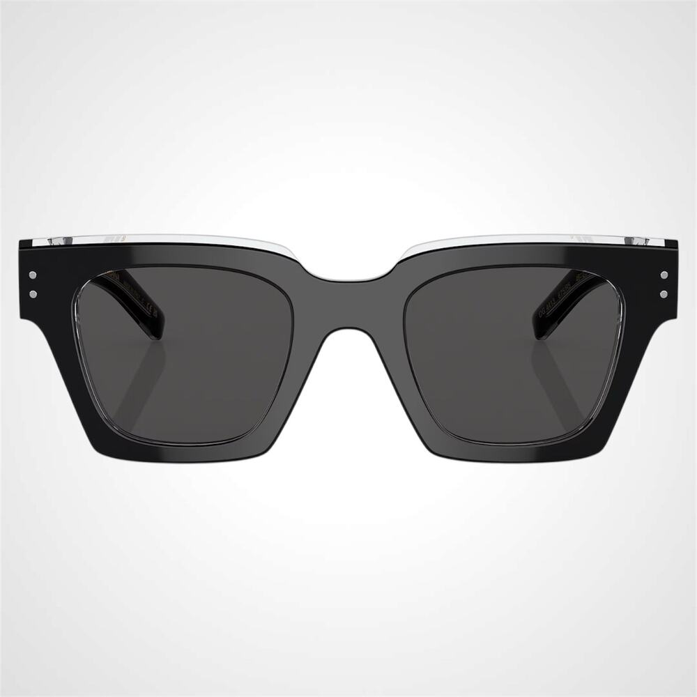 New Dolce & Gabbana Sunglasses Black Crystal Acetate Square Gray Lens - Picture 4 of 6